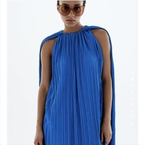 Zara Blue Pleated Dress